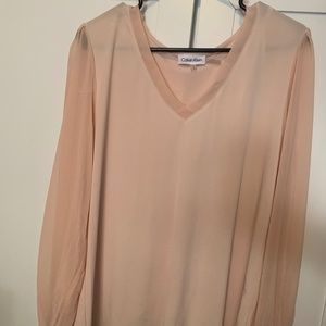 Calvin Klein Sheer Peach Flowy Blouse